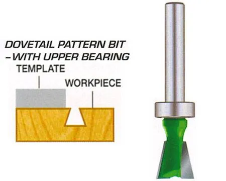 Pattern Bits -dovetail pattern bit WITH UPPER BEARING